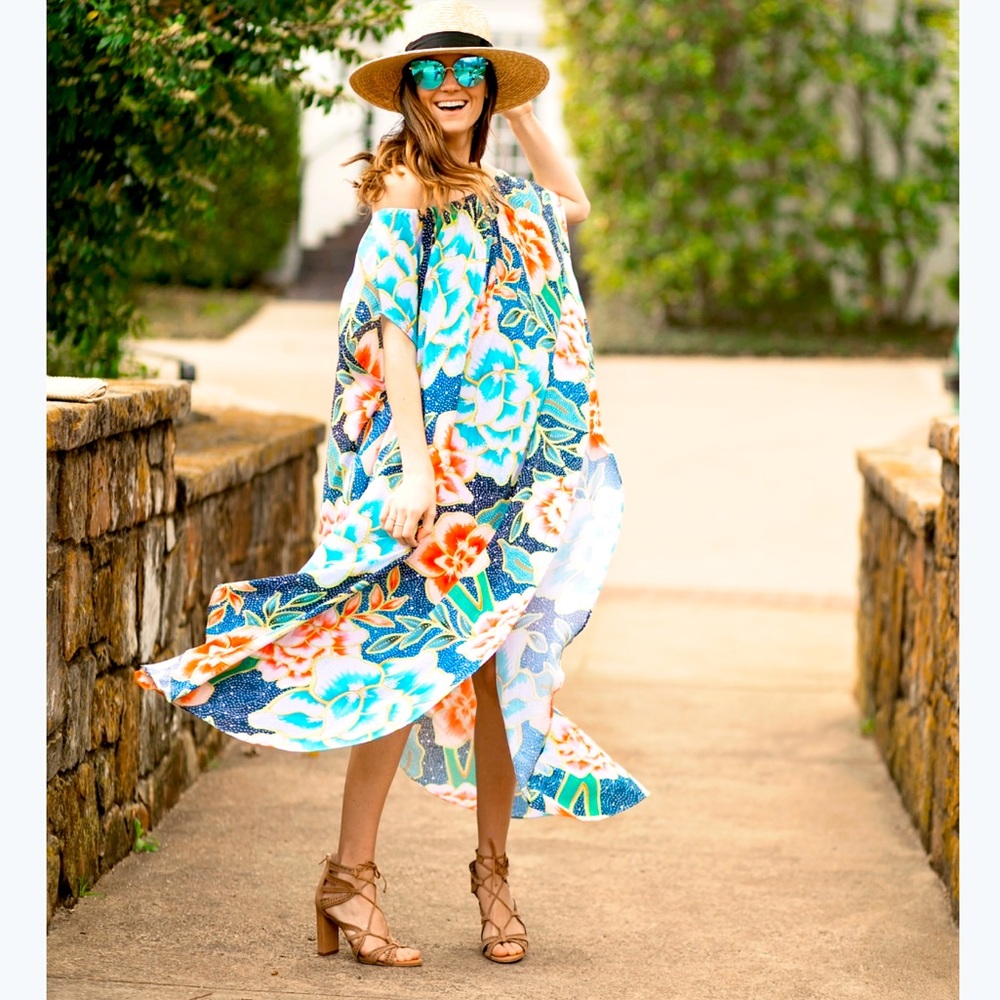 New! NWT! Mara Hoffman Cara Cara floral caftan maxi dress medium-large - Picture 4 of 12